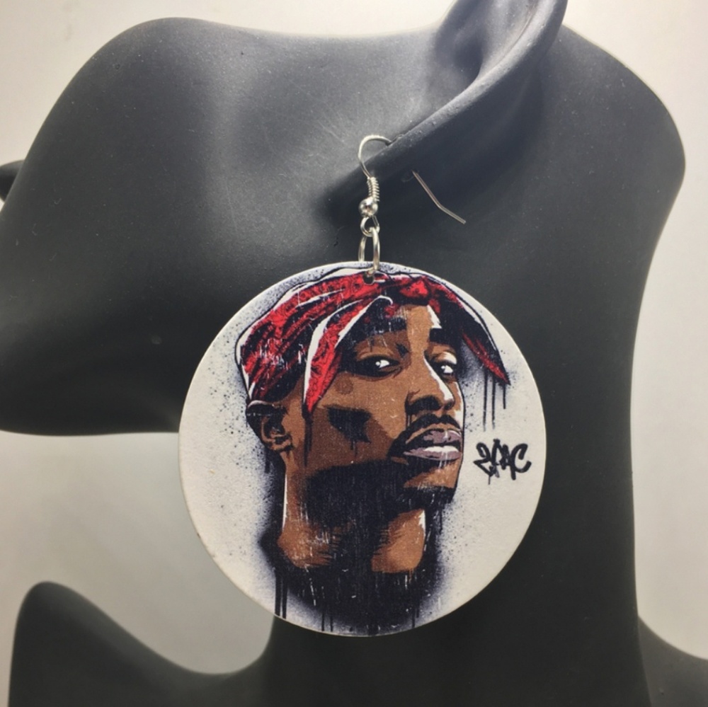 2Pac Wooden Earrings